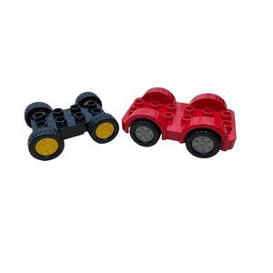 Lego Duplo red Chassie car base vehicle wheels black yellow toys building blocks